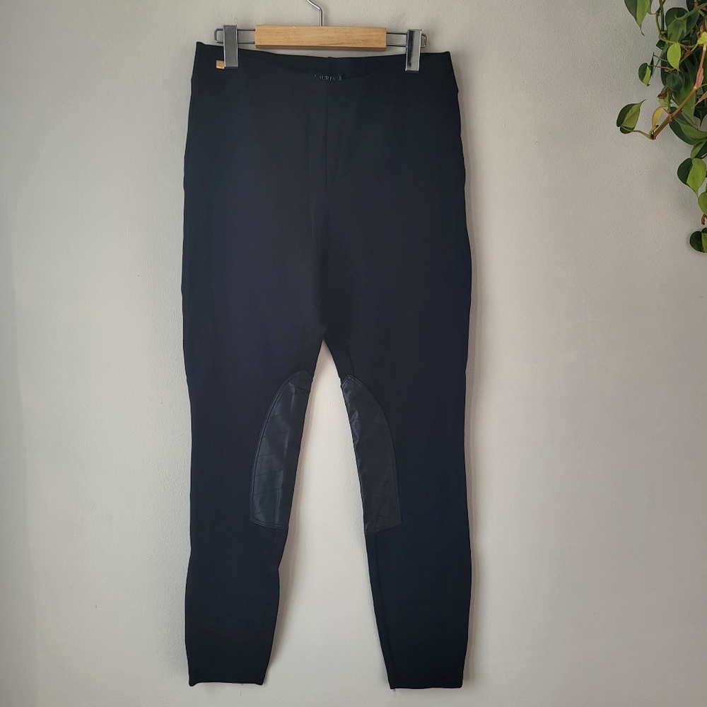 Ralph Lauren Women's Black Goth Chic Equestrian Fitted Riding Pants